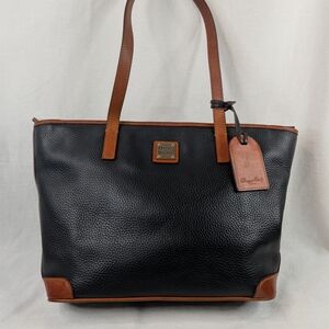 Dooney & Bourke Pebble Grain Black Leather Zip Tote Bag Medium